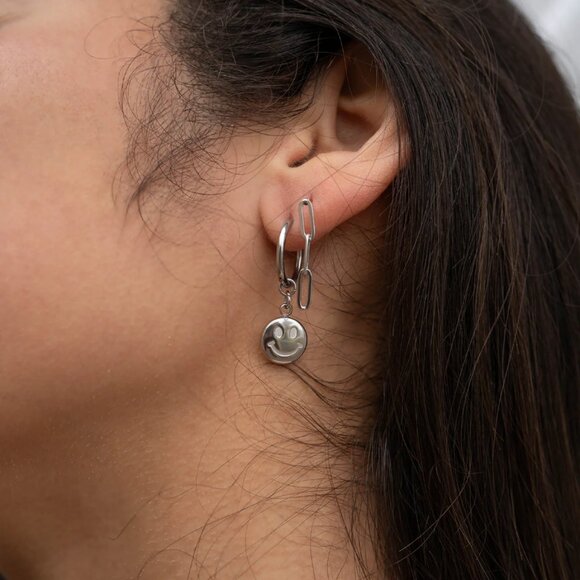 Silver Paperclip Dangle Earrings - Nickel-free, Tarnish-free, Water-Resistant - Picture 4 of 4